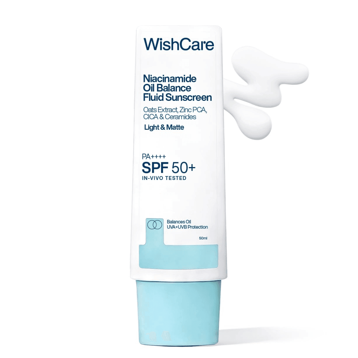 WishCare Niacinamide Oil Balance Fluid Sunscreen SPF 50 PA++++ For Oily Skin, Sensitive, Dry & Combination Skin