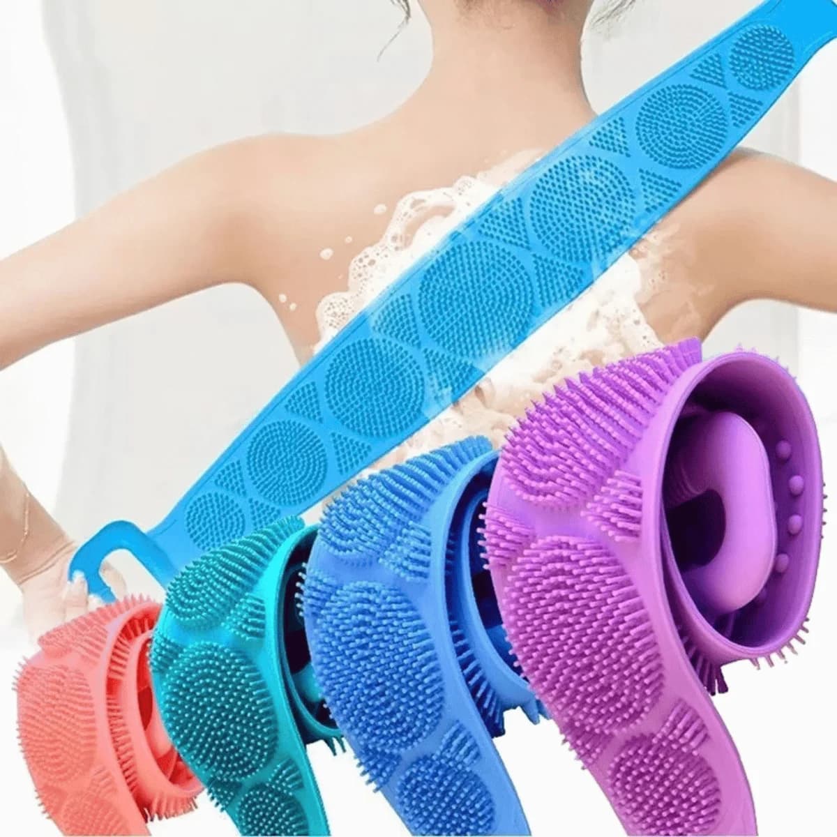 Silicon Double Side Shower Exfoliating Belt (Random color)