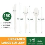 Disposable Cornstarch fork for Parties, Catering Services, Gatherings (50 Forks,50 Spoons,50 Knives) - Image 2
