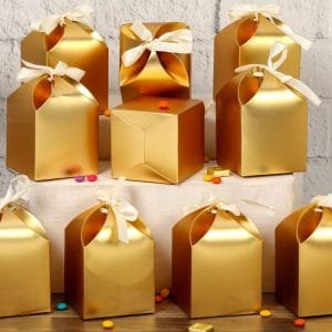 KRAFT 12 Pcs Golden Decorative paper Folding Storage Box