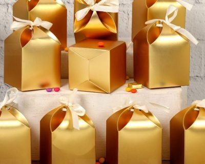 KRAFT 12 Pcs Golden Decorative paper Folding Storage Box