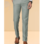 Men’s Regular Fit Cotton Blend Trousers in Light Green – Stylish & Comfortable