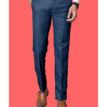 Men's Blue Regular Fit Cotton Blend Trousers – Versatile & Comfortable