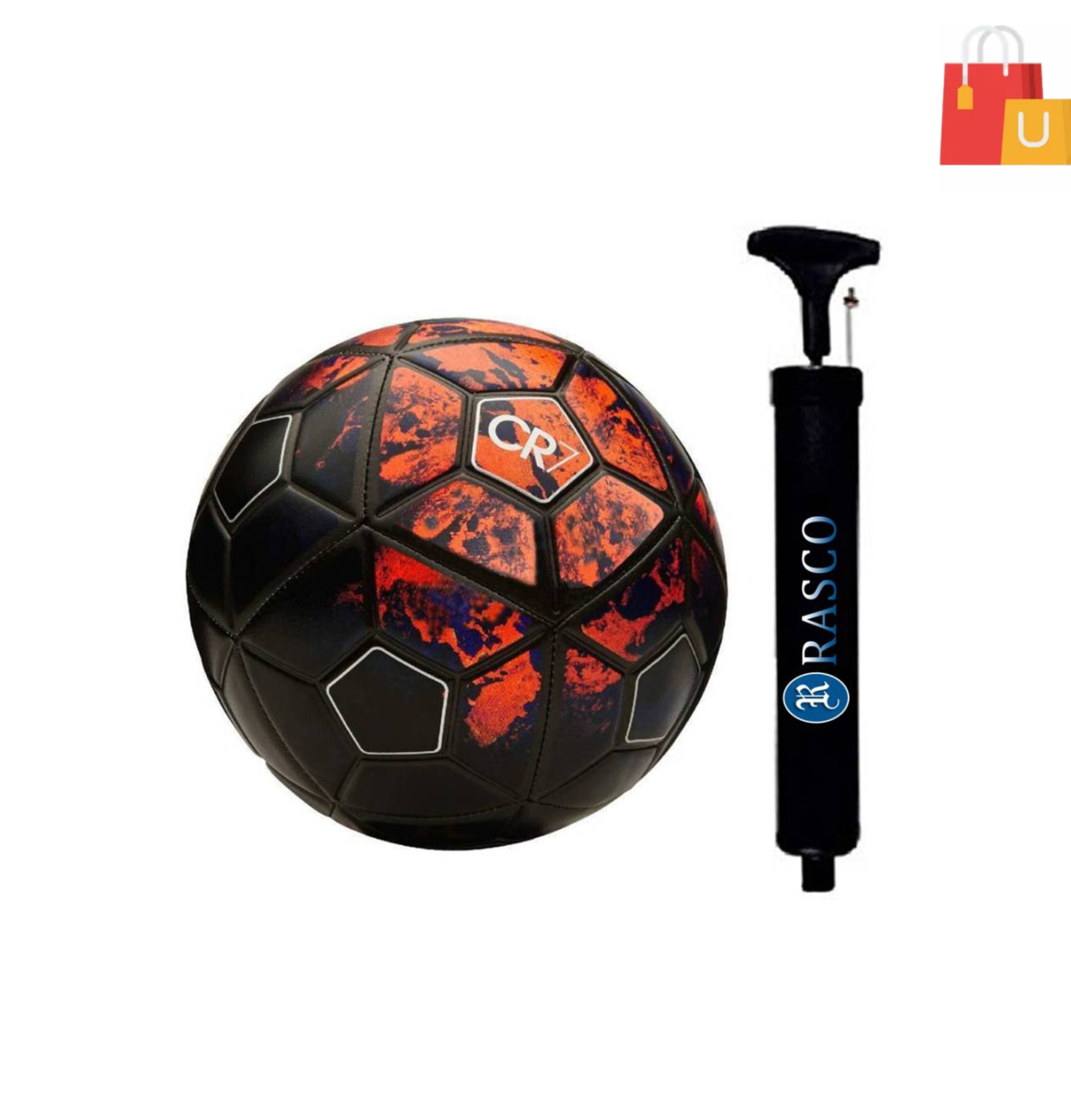 Untitled design - 2024-11-21T105804.046 RASCO COMBO CR SEVEN RED FOOTBALL WITH AIR PUMP Football - Size: 5 - Image 1