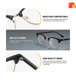 Riding Glasses, UV Protection, Night Vision, Polarized, Toughened Glass Lens, Others Clubmaster, Spectacle Sunglasses (52)  (For Men & Women, Clear) - Image 3