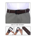 Men Formal Brown Genuine Leather Belt - Image 4