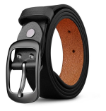 Men Formal, Casual, Party, Evening Black Genuine Leather Belt