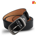 Men Formal, Casual, Party, Evening Black Genuine Leather Belt - Image 3