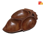 Compact Wooden Snack & Dry Fruit Serving Tray with 3 Compartments (Small Size)