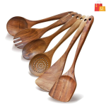 Handmade Neem Wood Spatula & Spoon Set | Non-Stick Cooking & Serving Kitchen Tools (Pack of 6)