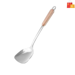 Stainless Steel Slotted Turner Spatula with Wooden Handle | Kitchen Serving Spoon (Pack of 1)