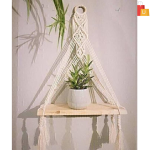 Wall Hanging Shelf Cotton Rope (21 inch X 30 inch, White)