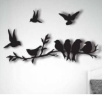 Home Office Wall  Bird Art Decor | Stylish Design (14 inch x 21 inch, Black)