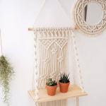 Handcrafted Wooden Wall Art | Hanging Home Decor Piece (24 inch x 12 inch, Off White) - Image 2