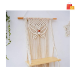 Fashionhub Butterfly Macrame Wall Hanging Shelf Wood Floatiing  (50 cm X 30 cm, White) - Image 2