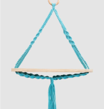 Homesake Turquoise Macrame Wall Hanging Shelf Floating Boho Shelves Hand Art Decor Wooden Wall Shelf  (Number of Shelves - 1, Blue) - Image 2