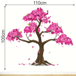 Cherry Blossom Wall Sticker | Pink Flower Tree Design (110 cm x 100 cm, Brown & Pink) - Image 2