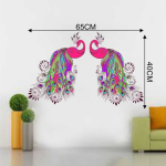 elf-Adhesive Pink Peacock Pair Wall Sticker | Home Décor (Pack of 1) - Image 2