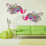 elf-Adhesive Pink Peacock Pair Wall Sticker | Home Décor (Pack of 1) - Image 3