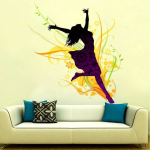 Multicolor Abstract Dancing Girl Wall Decal – 68 cm x 68 cm PVC Vinyl Reusable Sticker by SP Decals
