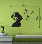 GLOBAL GRAPHICS 65 cm Boy Headphones Wall Decal – Black Sound Music Sticker (Reusable, PVC Vinyl) - Image 2