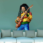 Bob Marley Playing Guitar Self-Adhesive Sticker – 43 cm Vinyl Wall Décor by DivineDesigns