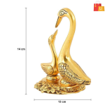 Metallic Swan Pair Showpiece | Kissing Duck Design for Home Décor (14 cm) - Image 2