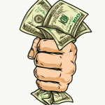 Hand Holding Dollars Sticker by Golden Fox – 23 cm Self-Adhesive Decal for Cars & Bikes (Pack of 1)