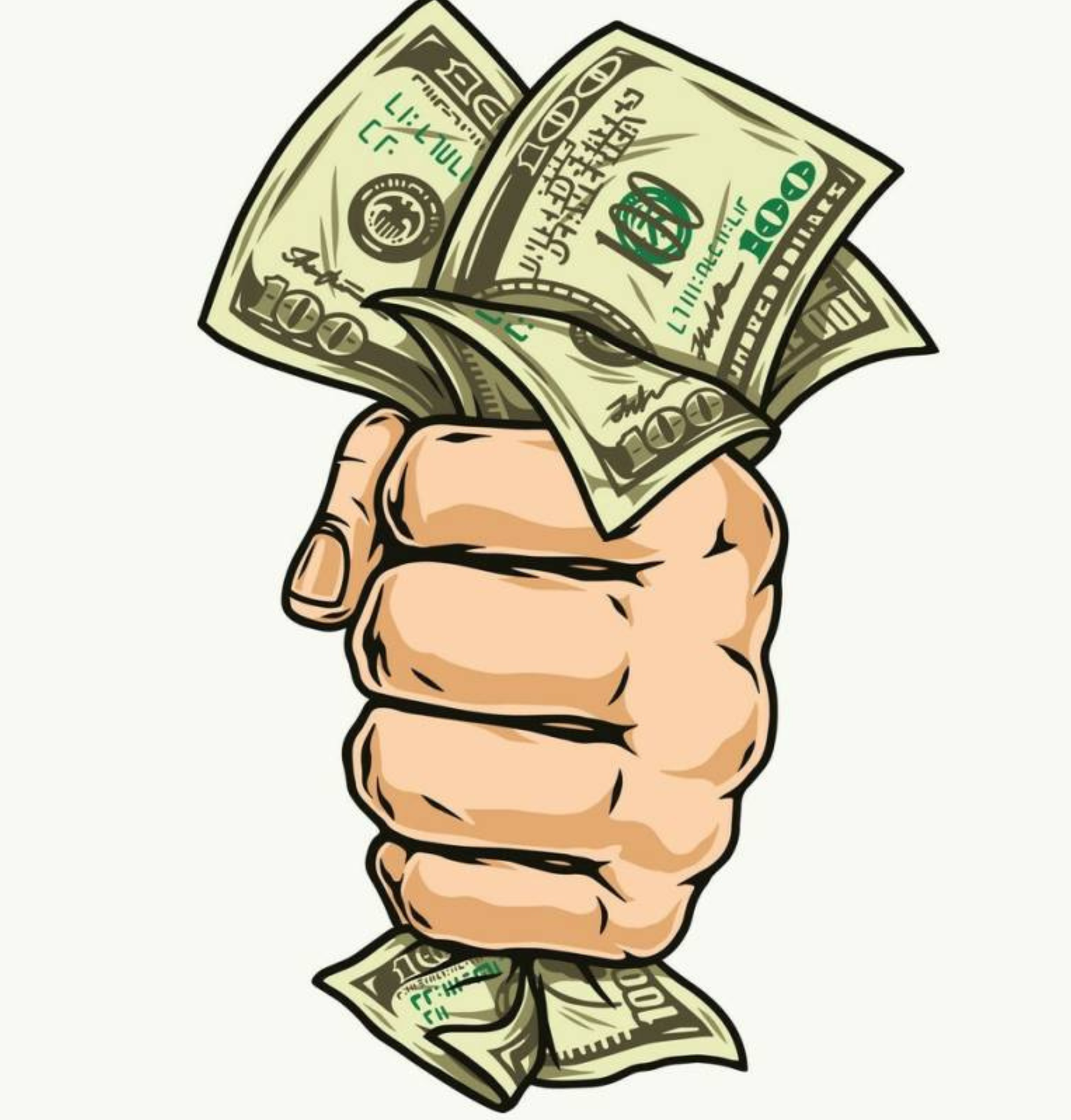 Untitled design - 2024-11-29T194720.753 Hand Holding Dollars Sticker by Golden Fox – 23 cm Self-Adhesive Decal for Cars & Bikes (Pack of 1) - Image 1