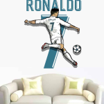 Azan Creation 45 cm CR7 Ronaldo Mural Wall Sticker - Self-Adhesive Football Décor for Fans