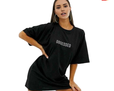 Black Typography T-Shirt for Women | Round Neck Cotton Blend