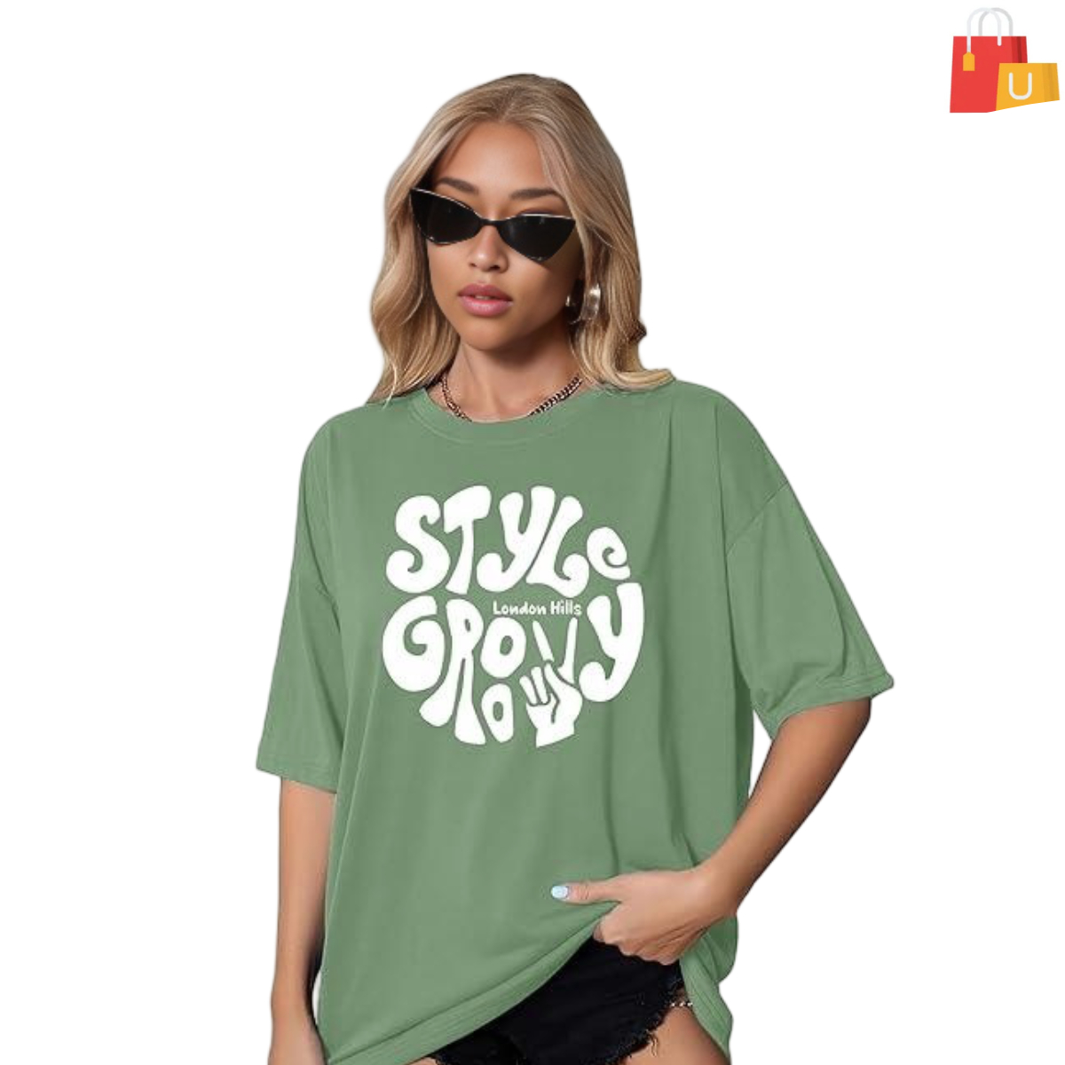 Untitled design - 2024-11-30T091054.357 Women’s Oversized T-Shirt | Casual Printed Round Neck Longline Design - Image 1