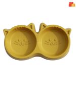 Cat Face Double Bowl Feeder - 2-in-1 Food & Water Station for Pets" - Image 2