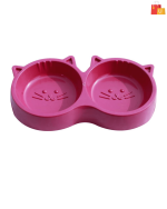 Cat Face Double Bowl Feeder - 2-in-1 Food & Water Station for Pets"