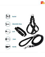 Dog Harness and Leash Set for Secure Walking (Medium, Black) - Image 2