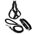 Dog Harness and Leash Set for Secure Walking (Medium, Black)