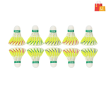 Pack of 10 - 2-Color Designer Feather Shuttlecocks for Indoor & Outdoor