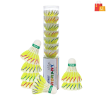 Nongi 2 Color Designer Feather Shuttlecock for Recreational Indoor Outdoor Play Feather Shuttle - Multicolor, Yellow