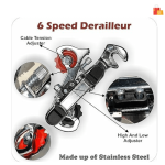 6-Speed Bicycle Gear Conversion Kit – Comprehensive Upgrade Set with Derailleur, Freewheel, Chain, & Accessories for Road and Mountain Bikes - Image 4