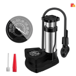 Portable High-Pressure Foot Air Pump with Pressure Gauge | Heavy-Duty Compressor for Motorbikes, Cars, Bicycles, and Sports Balls | Black