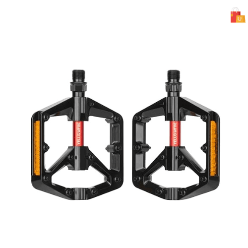 Untitled design(77) Lightweight Aluminum Alloy Bicycle Pedals with Double DU Bearings | Wide Platform with Reflectors & 20 Anti-Skid Pins for Road, Mountain, BMX, and MTB Bikes - Image 1