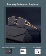 UV Protection Rectangular Sunglasses - Stylish & Versatile (Black, Unisex) - Image 2