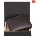 Men Formal, Travel Brown Genuine Leather RFID Wallet  (9 Card Slots)