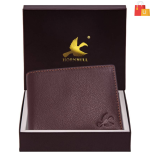 Men's Casual Brown Genuine Leather RFID Wallet – Compact and Secure with 4 Card Slots