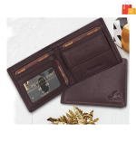 Men's Casual Brown Genuine Leather RFID Wallet – Compact and Secure with 4 Card Slots - Image 3