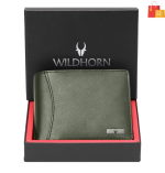 Men Casual Green Genuine Leather RFID Wallet  (9 Card Slots)