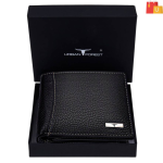 Men Black Genuine Leather RFID Wallet - Mini  (6 Card Slots)