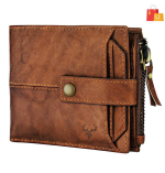 Men Formal Tan Genuine Leather RFID Wallet - Regular Size  (13 Card Slots)