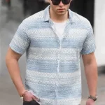 Men's Regular Fit Casual Shirt with Printed Design and Spread Collar