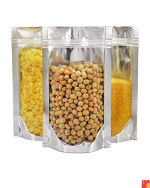 SHOP TRANSPARENT FRONT & SILVER BACK REUSABLE FOOD-GRADE STORAGE STAND-UP POUCHES WITH SILVER ZIPPER - Image 3